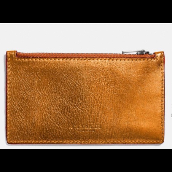 COACH NWT Zip Card Case Metallic Orange SRP$98 - Picture 3 of 3